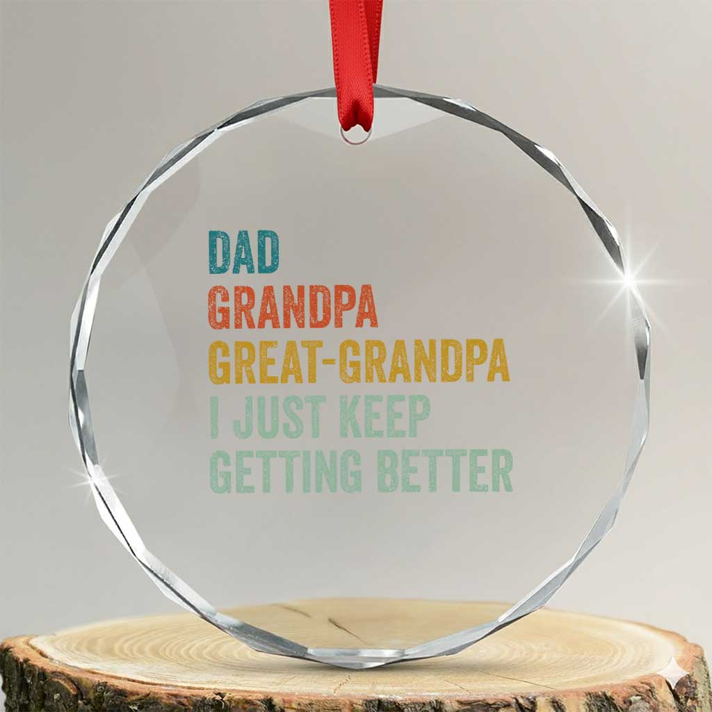 Funny Dad Great Grandpa Crystal Glass Ornament Retro Fathers Day TS10 Transparent Glass 3'' Circle Print Your Wear