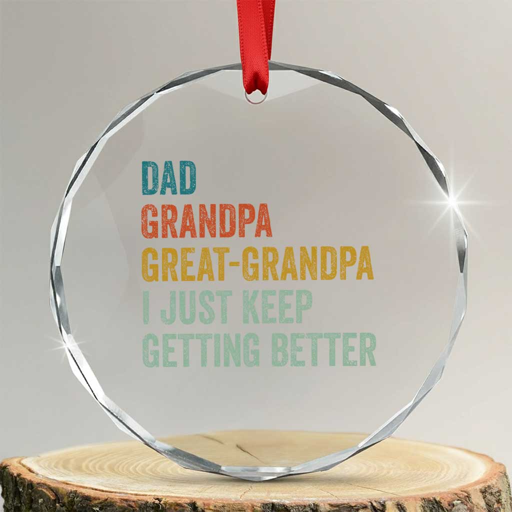 Funny Dad Great Grandpa Crystal Glass Ornament Retro Fathers Day TS10 Transparent Glass 3'' Circle Print Your Wear