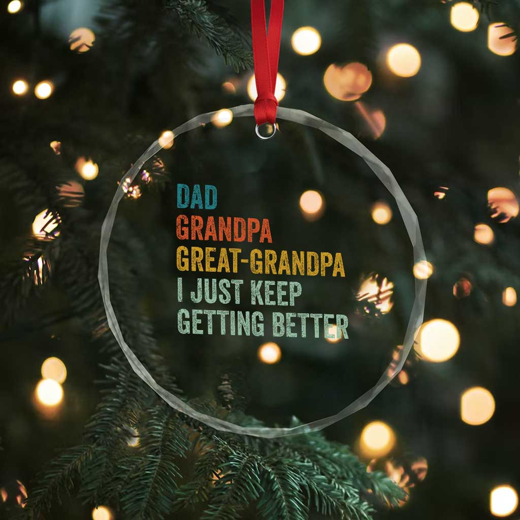 Funny Dad Great Grandpa Crystal Glass Ornament Retro Fathers Day TS10 Print Your Wear
