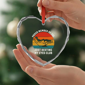 Funny Dad Heart Crystal Glass Ornament Proud Member Of The Just Resting My Eyes Club TS14 Print Your Wear