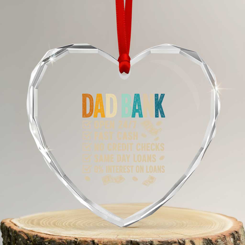 Funny Dad Heart Crystal Glass Ornament Retro Dad Bank Fathers Day