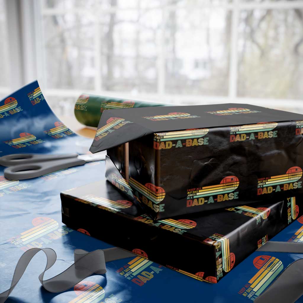 Funny Dad Jokes In A Dad-a-base Wrapping Paper Roll Retro Vintage Fathers Day TS10 Black Print Your Wear