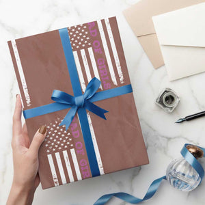 Funny Dad Of Girls Outnumbered Wrapping Paper Roll Vintage American Flag Father's Day TS11 Mocha Print Your Wear