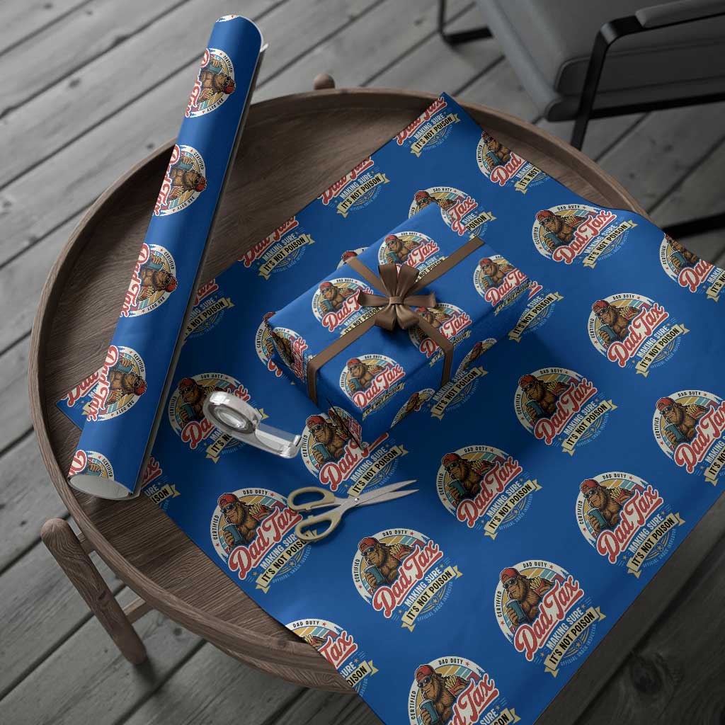 Funny Dad Tax Certified Dad Duty Bigfoot Wrapping Paper Roll Vintage Sasquatch Official Snack Inspector