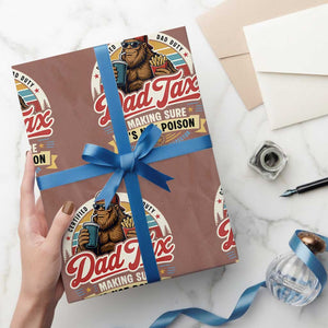 Funny Dad Tax Certified Dad Duty Bigfoot Wrapping Paper Roll Vintage Sasquatch Official Snack Inspector
