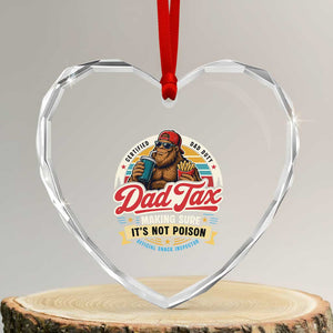 Funny Dad Tax Certified Dad Duty Bigfoot Heart Crystal Glass Ornament Vintage Sasquatch Official Snack Inspector