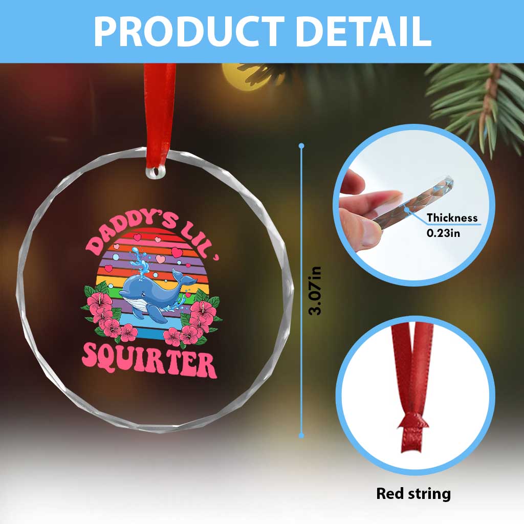 Funny Daddy's Lil Squirter Crystal Glass Ornament Cute Whale Inappropriate Embarrassing Adult Joke TS02 Print Your Wear