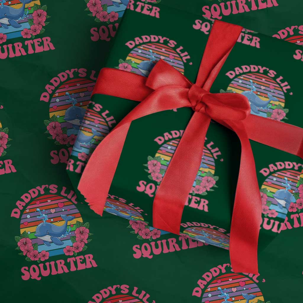 Funny Daddy's Lil Squirter Wrapping Paper Roll Cute Whale Inappropriate Embarrassing Adult Joke TS02 Green Print Your Wear