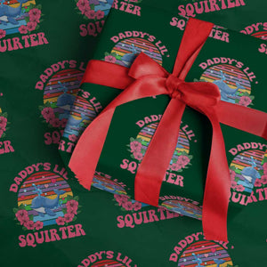Funny Daddy's Lil Squirter Wrapping Paper Roll Cute Whale Inappropriate Embarrassing Adult Joke TS02 Green Print Your Wear