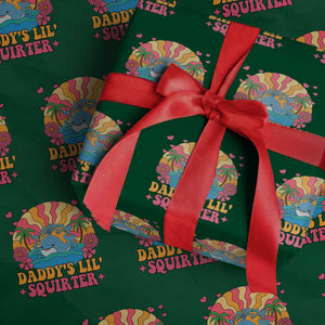 Funny Daddys Lil Squirter Wrapping Paper Roll Inappropriate Adult Humor Squirting Whale TS11 Green Print Your Wear