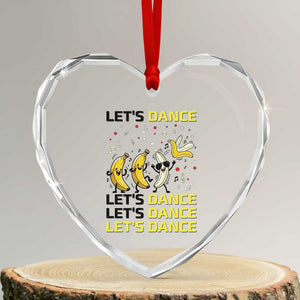 Funny Dancing Banana Heart Crystal Glass Ornament Lets Dance Silly Meme Graphic TS12 Transparent Glass 3'' Heart Print Your Wear