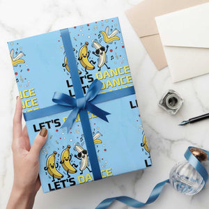 Funny Dancing Banana Wrapping Paper Roll Lets Dance Silly Meme Graphic TS12 Light Blue Print Your Wear