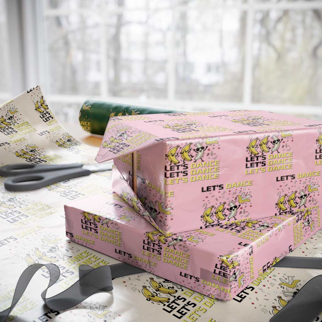 Funny Dancing Banana Wrapping Paper Roll Lets Dance Silly Meme Graphic TS12 Light Pink Print Your Wear