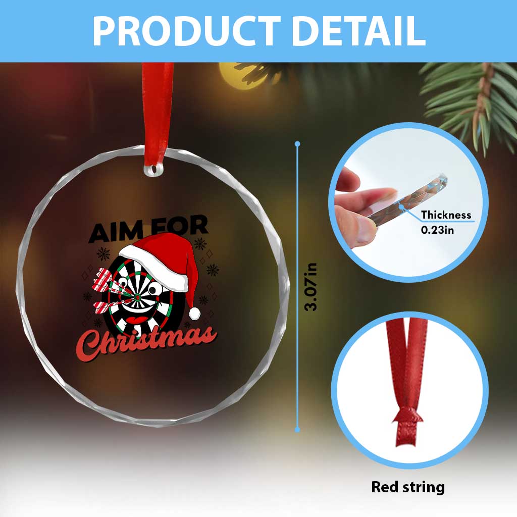 Funny Dart Player Aim For Christmas Crystal Glass Ornament Gift For Dartist TS12 Print Your Wear