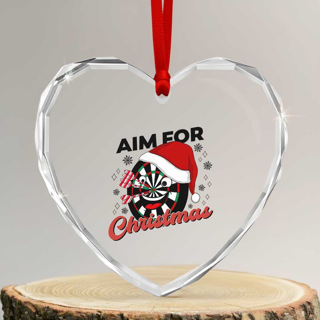 Funny Dart Player Aim For Christmas Heart Crystal Glass Ornament Gift For Dartist TS12 Transparent Glass 3'' Heart Print Your Wear