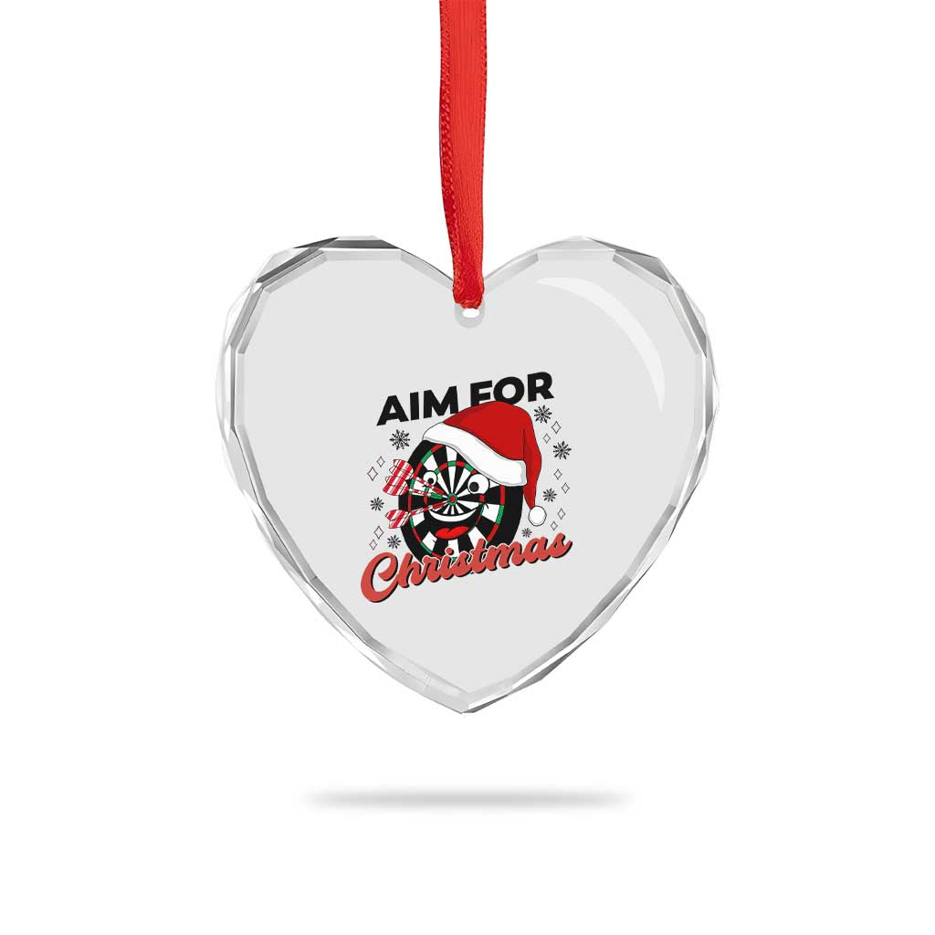 Funny Dart Player Aim For Christmas Heart Crystal Glass Ornament Gift For Dartist TS12 Print Your Wear