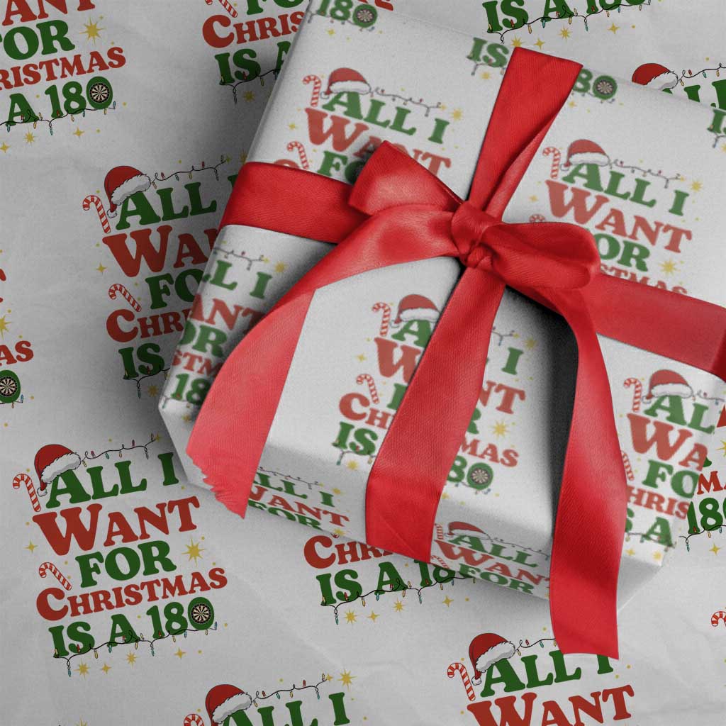 Funny Dart Player Wrapping Paper Roll All I Want For Christmas Is A 180 TS12 White Print Your Wear