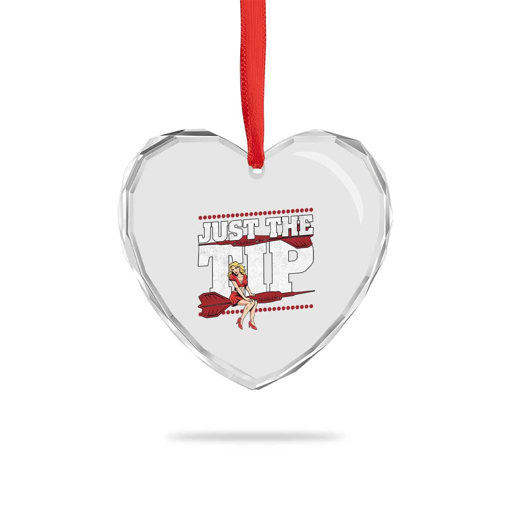 Funny Darts Player Gift Heart Crystal Glass Ornament Just The Tip TS12 Print Your Wear