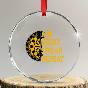 Funny Darts Retro Vintage Crystal Glass Ornament Aim Shoot Swear Repeat Dartist Gift TS12 Transparent Glass 3'' Circle Print Your Wear
