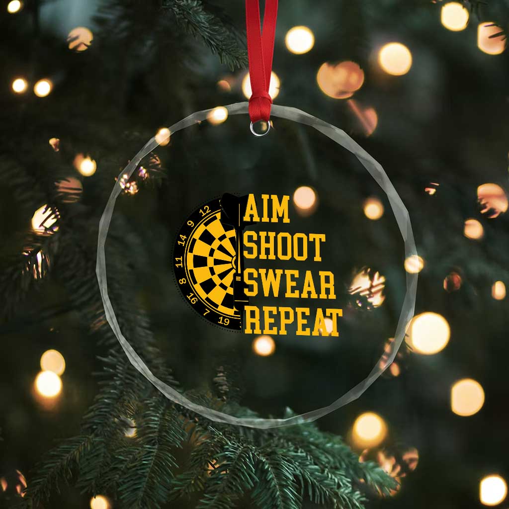 Funny Darts Retro Vintage Crystal Glass Ornament Aim Shoot Swear Repeat Dartist Gift TS12 Print Your Wear