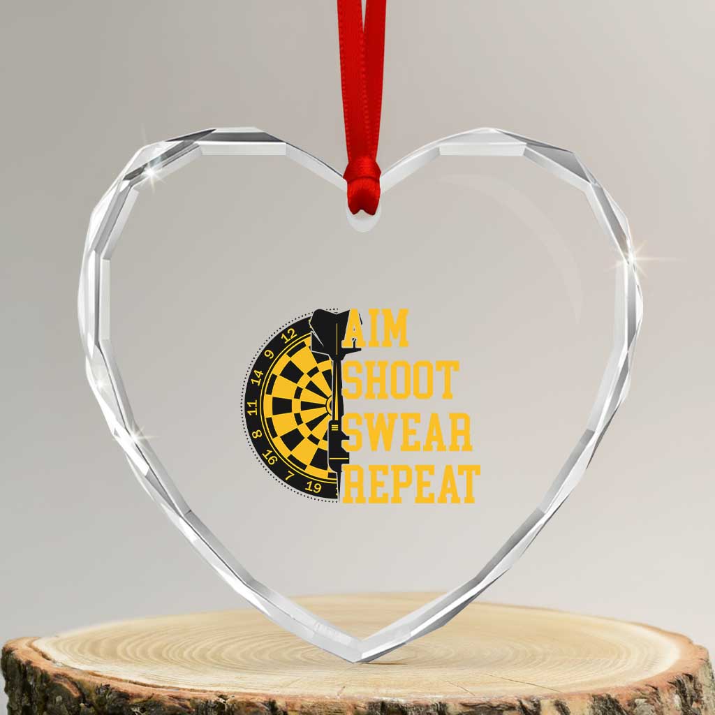 Funny Darts Retro Vintage Heart Crystal Glass Ornament Aim Shoot Swear Repeat Dartist Gift TS12 Transparent Glass 3'' Heart Print Your Wear