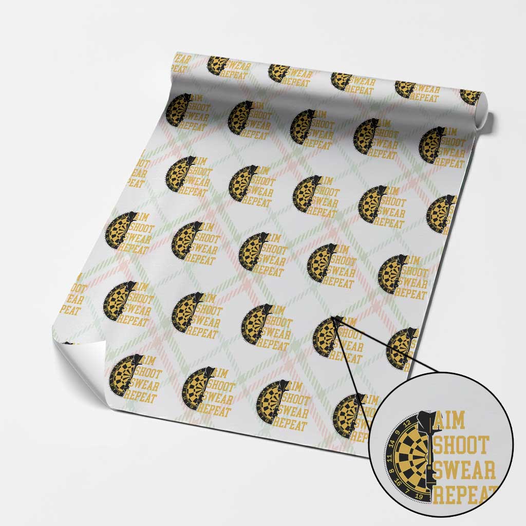 Funny Darts Retro Vintage Wrapping Paper Roll Aim Shoot Swear Repeat Dartist Gift TS12 Christmas Plaid Print Your Wear