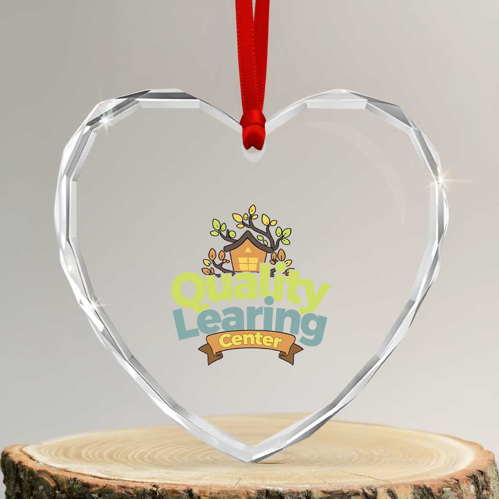 Funny Day Care Heart Crystal Glass Ornament Quality Learing Center Learning School Quote TS11 Transparent Glass 3'' Heart Print Your Wear