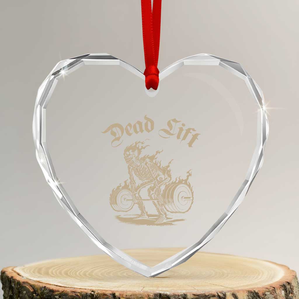 Funny Deadlifts Lifting Weights Gym Skeleton Heart Crystal Glass Ornament TS11 Transparent Glass 3'' Heart Print Your Wear