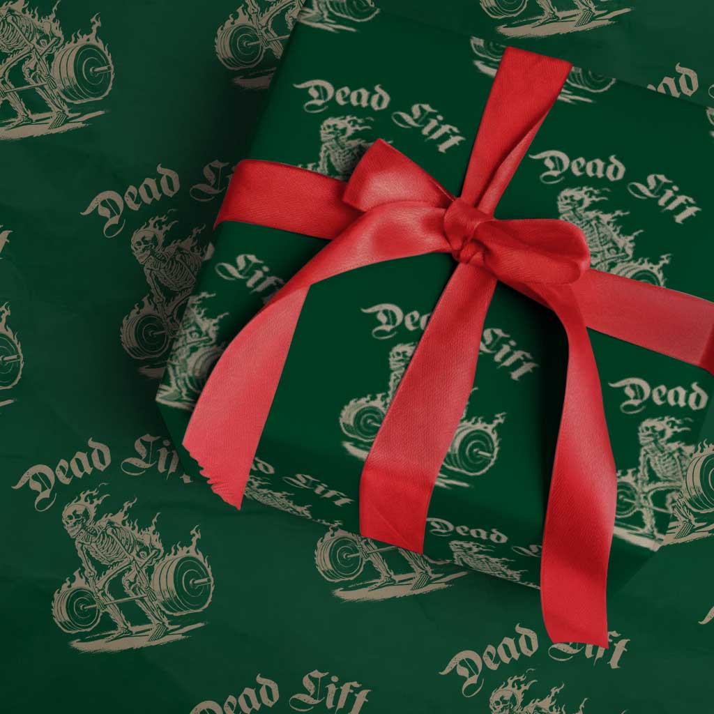 Funny Deadlifts Lifting Weights Gym Skeleton Wrapping Paper Roll TS11 Green Print Your Wear