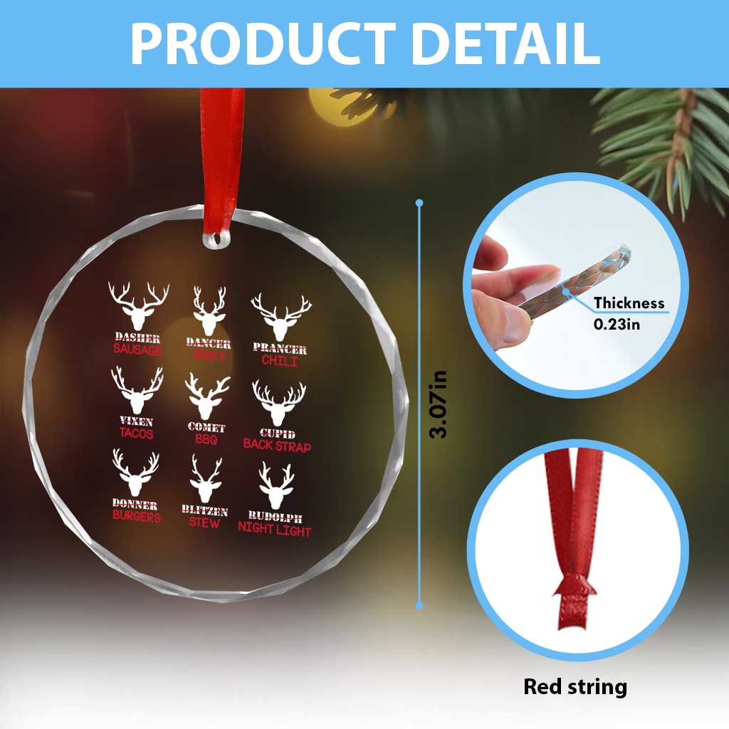 Funny Deer Hunting Crystal Glass Ornament Hunter of All Santa's Reindeer TS02 Print Your Wear