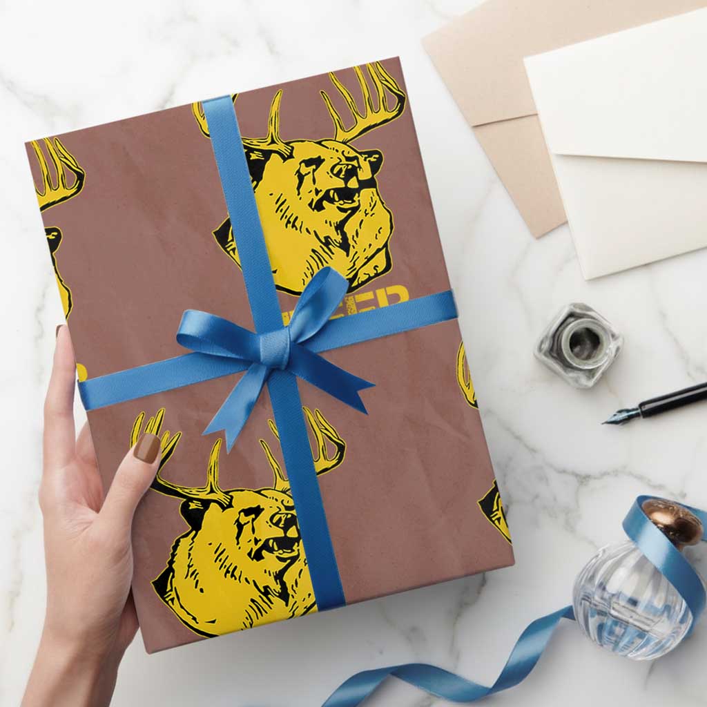 Funny Deer Hunting Wrapping Paper Roll Bear Plus Deer Equals Beer USA Hunter TS02 Mocha Print Your Wear