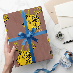 Funny Deer Hunting Wrapping Paper Roll Bear Plus Deer Equals Beer USA Hunter TS02 Mocha Print Your Wear