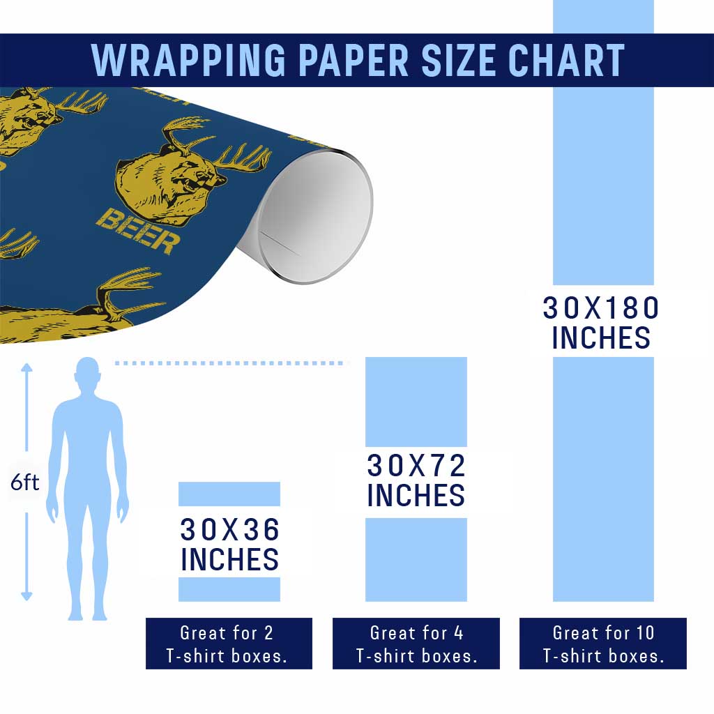 Funny Deer Hunting Wrapping Paper Roll Bear Plus Deer Equals Beer USA Hunter TS02 Print Your Wear
