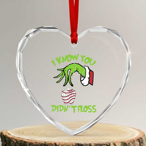Funny Dental Christmas Heart Crystal Glass Ornament I Know You Didnt Floss Dentist Holiday Humor TS02 Transparent Glass 3'' Heart Print Your Wear