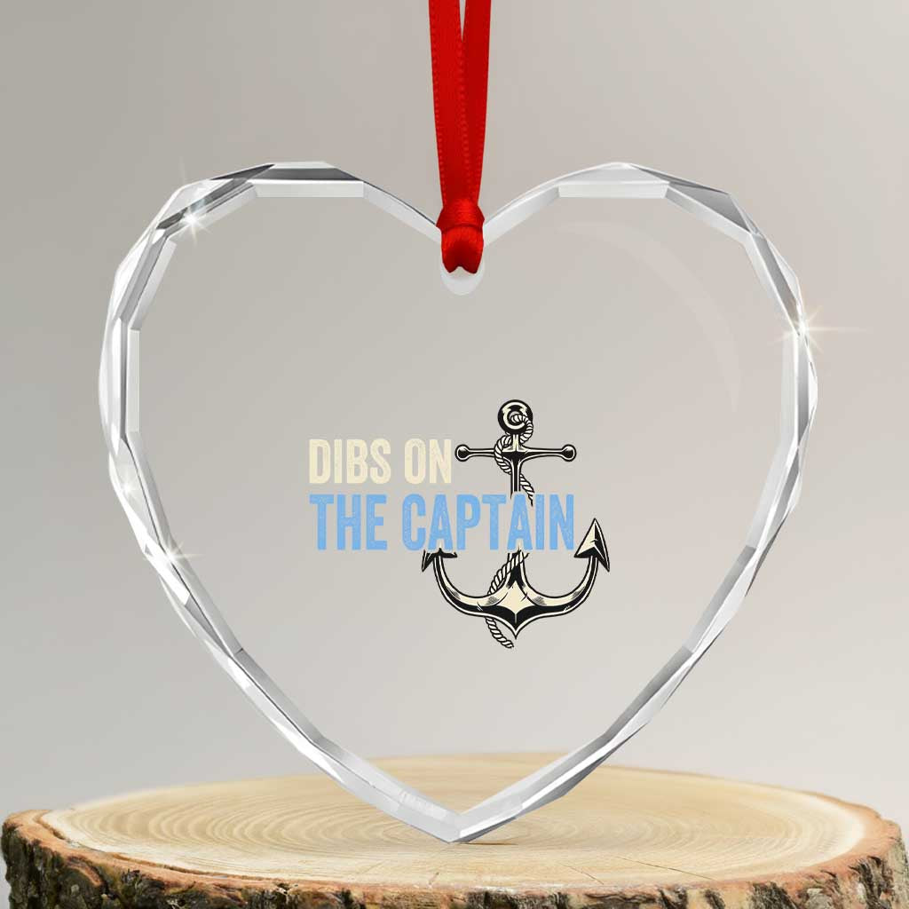Funny Dibs On The Captain Heart Crystal Glass Ornament Boating Boat Lover Anchor TS11 Transparent Glass 3'' Heart Print Your Wear