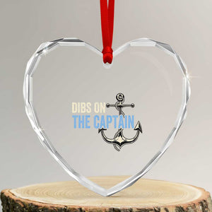 Funny Dibs On The Captain Heart Crystal Glass Ornament Boating Boat Lover Anchor TS11 Transparent Glass 3'' Heart Print Your Wear