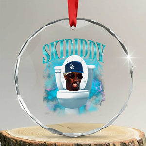 Funny Diddy Crystal Glass Ornament Diddy Skibidi Toilet Bootleg Meme TS10 Transparent Glass 3'' Circle Print Your Wear