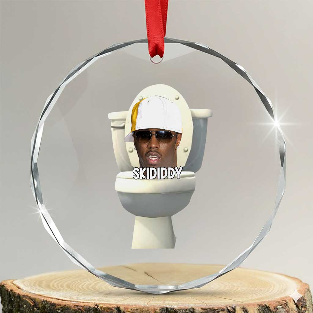 Funny Diddy Crystal Glass Ornament Diddy Skibidi Toilet Meme TS10 Transparent Glass 3'' Circle Print Your Wear