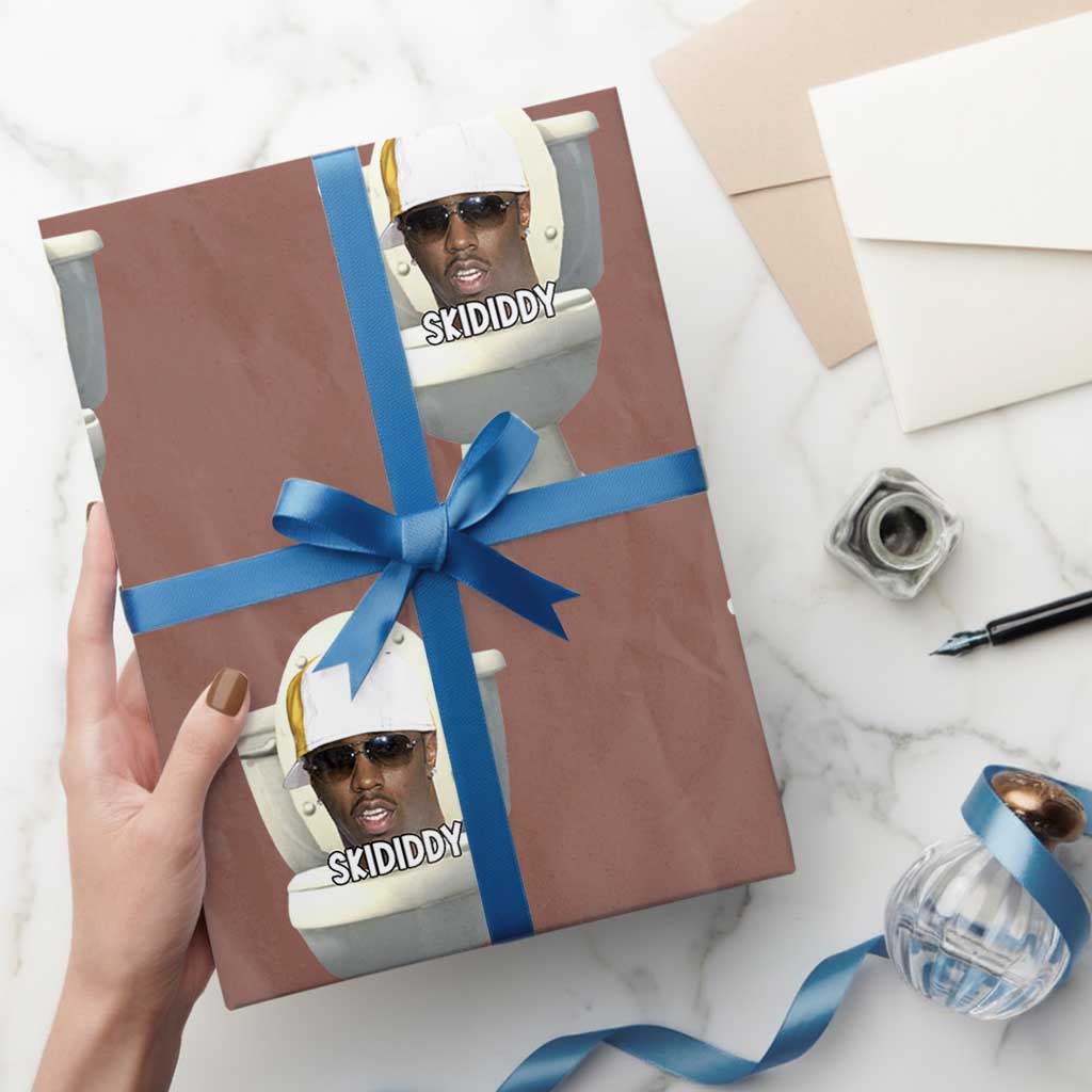 Funny Diddy Wrapping Paper Roll Diddy Skibidi Toilet Meme TS10 Mocha Print Your Wear