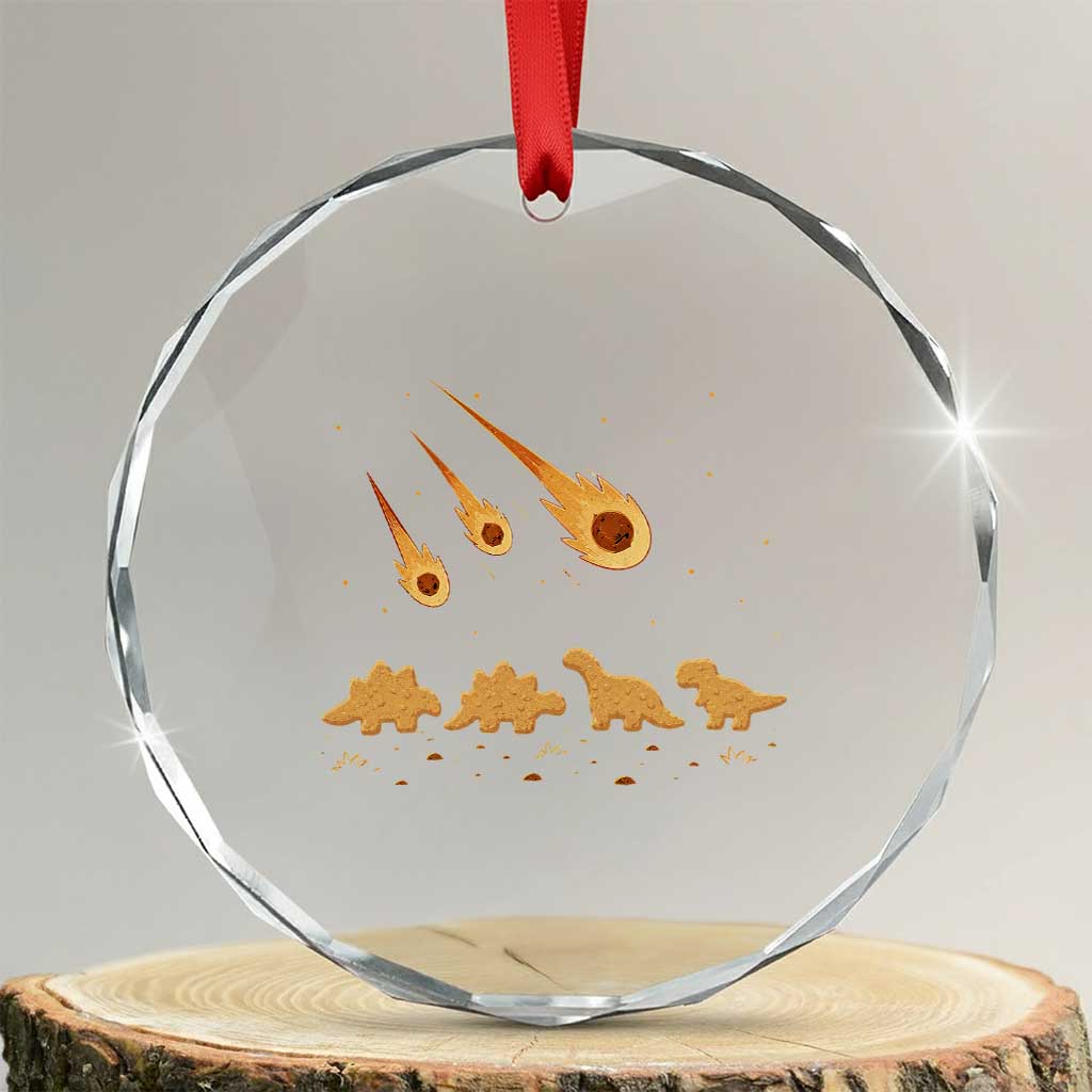 Funny Dino Chicken Nuggets Meteor Shower Crystal Glass Ornament Food Lover TS12 Transparent Glass 3'' Circle Print Your Wear