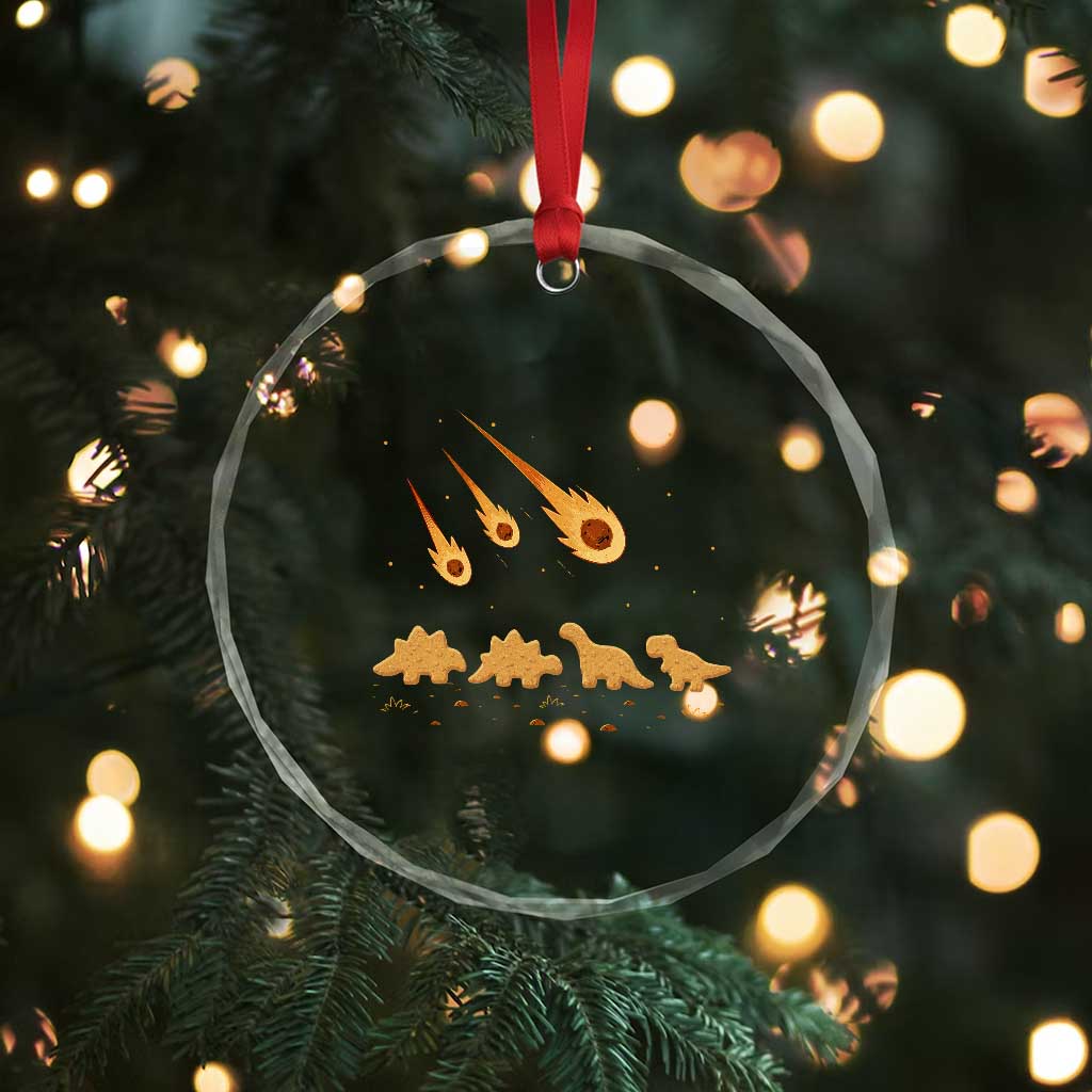 Funny Dino Chicken Nuggets Meteor Shower Crystal Glass Ornament Food Lover