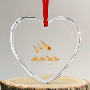 Funny Dino Chicken Nuggets Meteor Shower Heart Crystal Glass Ornament Food Lover