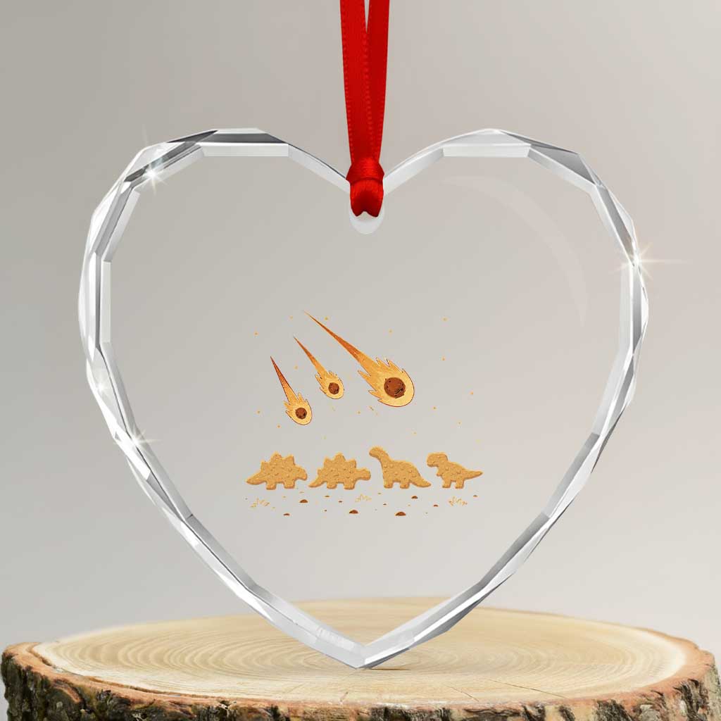 Funny Dino Chicken Nuggets Meteor Shower Heart Crystal Glass Ornament Food Lover TS12 Transparent Glass 3'' Heart Print Your Wear
