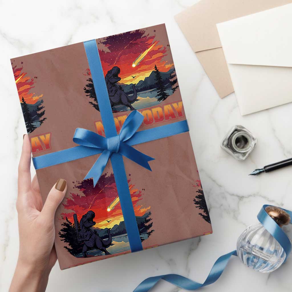 Funny Dinosaur Baseball Meteorite Wrapping Paper Roll Not Today