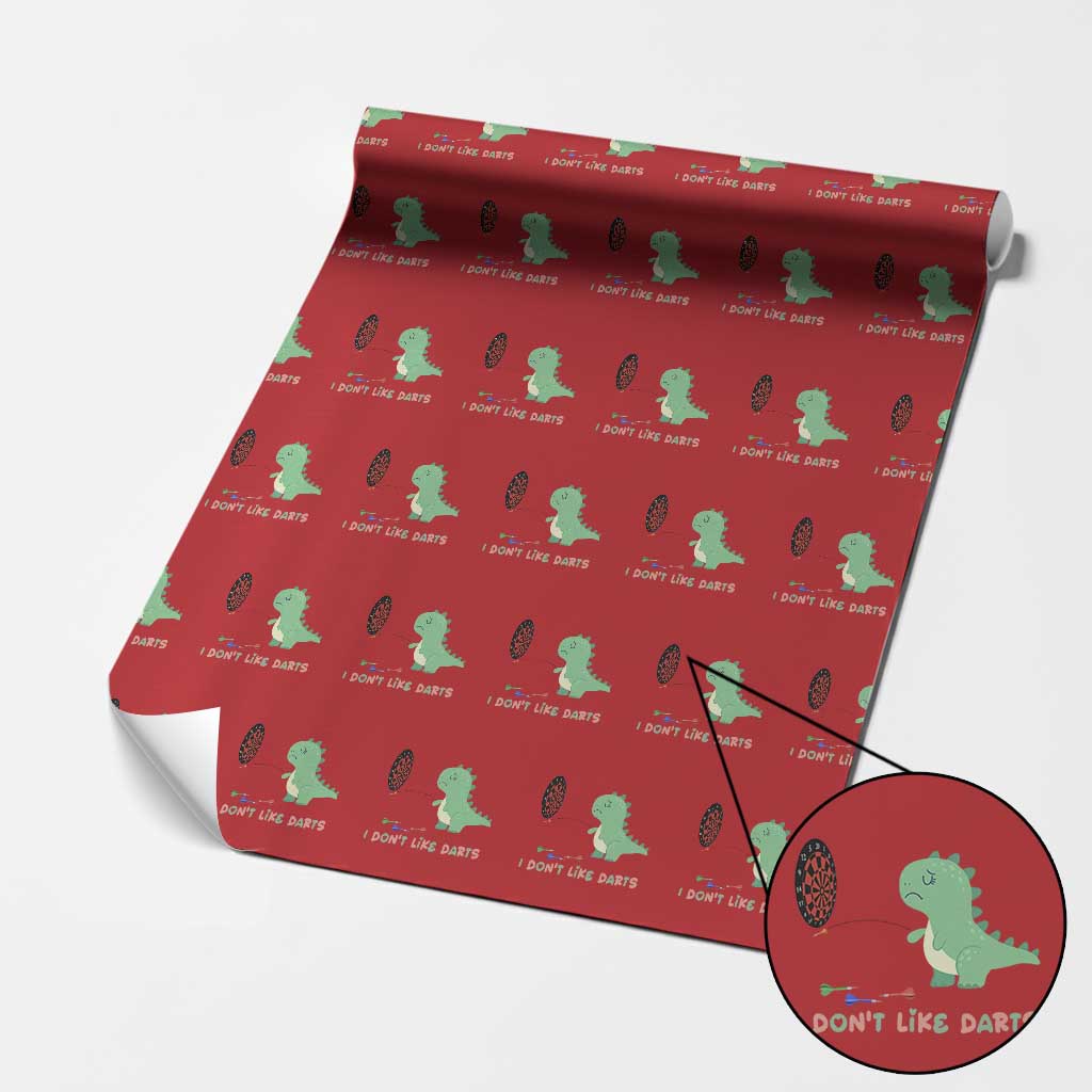 Funny Dinosaur Dartist Player Gift Wrapping Paper Roll I Do Not Like Darts TS12 Red Print Your Wear