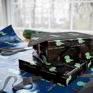 Funny Dinosaur Dartist Player Gift Wrapping Paper Roll I Do Not Like Darts TS12 Black Print Your Wear