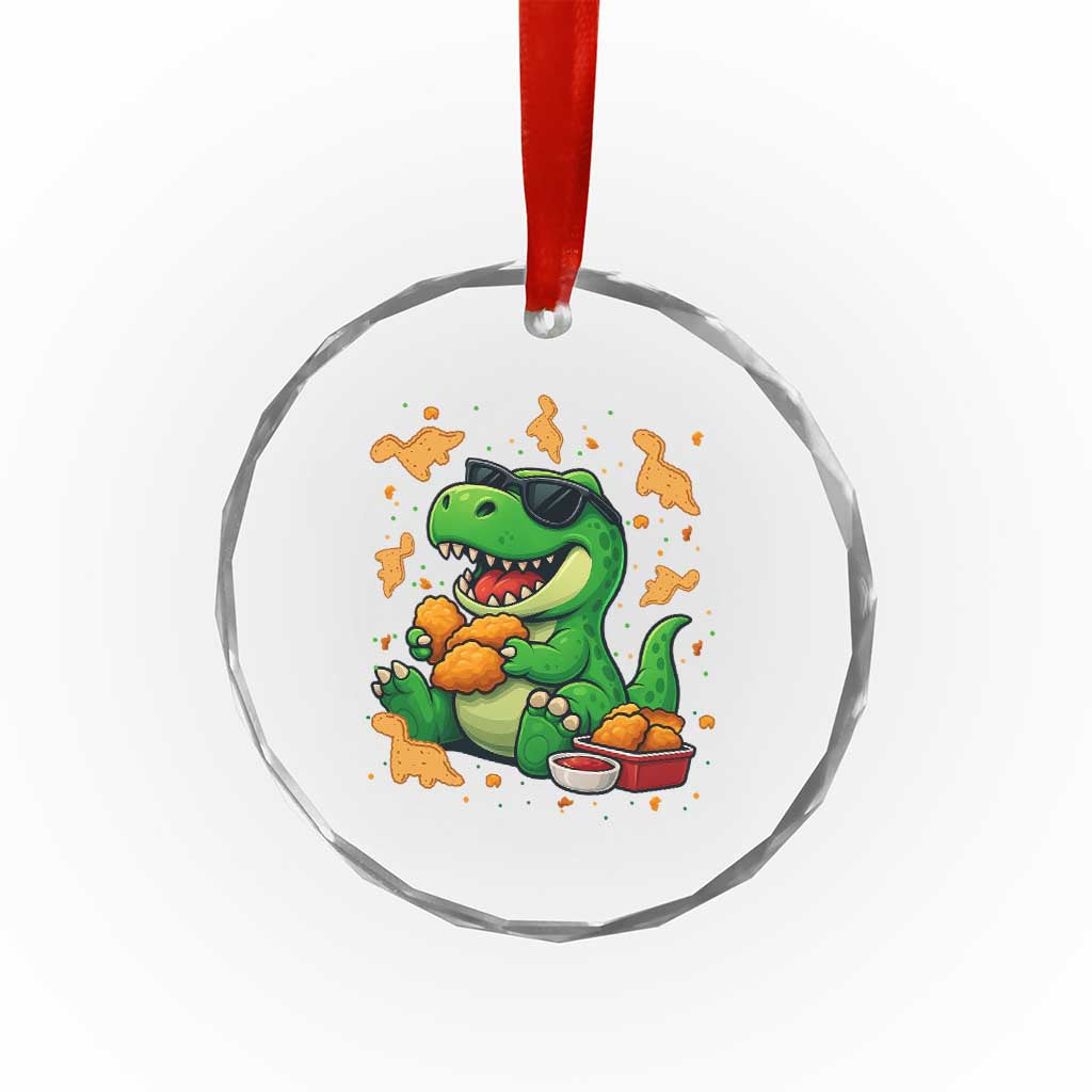Funny Dinosaur Eating Chicken Nuggets Crystal Glass Ornament Food Lover Gift TS12 Print Your Wear