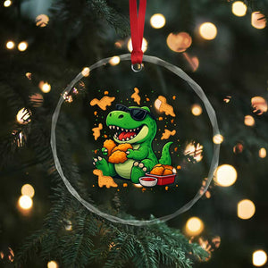 Funny Dinosaur Eating Chicken Nuggets Crystal Glass Ornament Food Lover Gift TS12 Print Your Wear