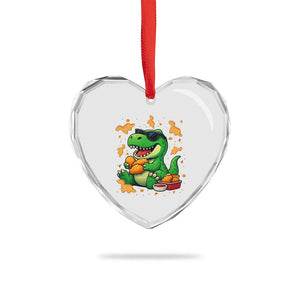 Funny Dinosaur Eating Chicken Nuggets Heart Crystal Glass Ornament Food Lover Gift TS12 Print Your Wear