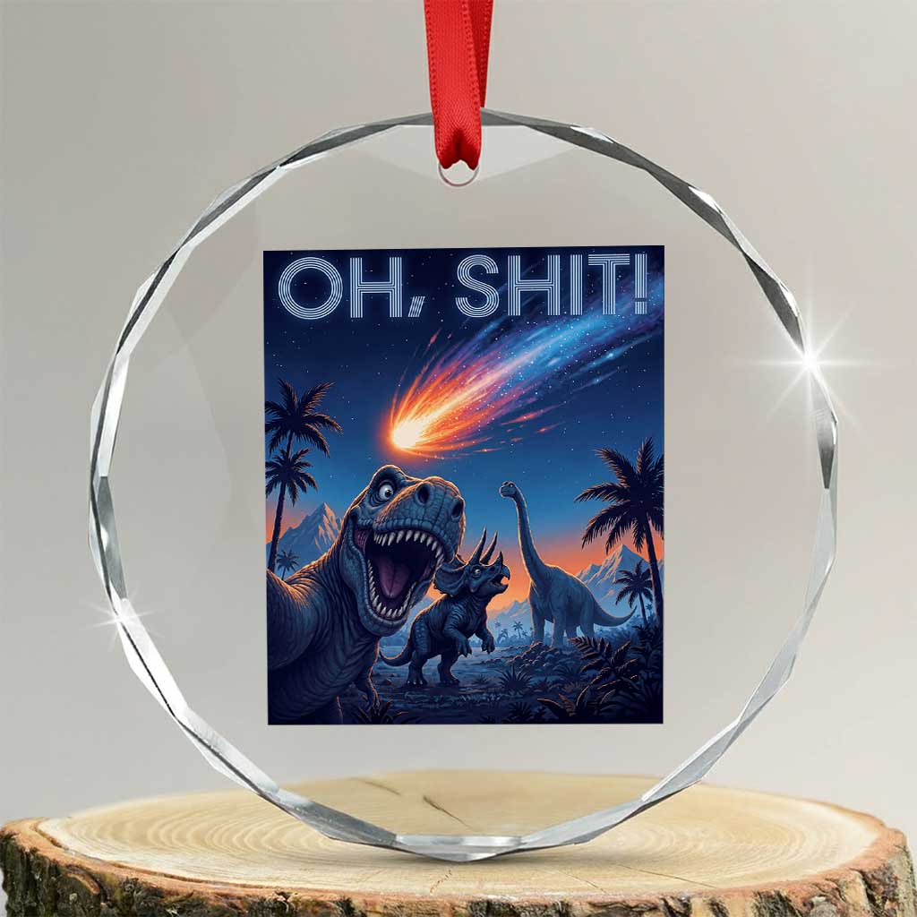Funny Dinosaur Meteorite Crystal Glass Ornament Astronomy Lover Gift TS12 Transparent Glass 3'' Circle Print Your Wear